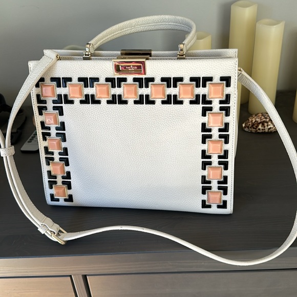 KATE SPADE EUC STRUCTURED WHITE LEATHER HANDBAG - Picture 5 of 6